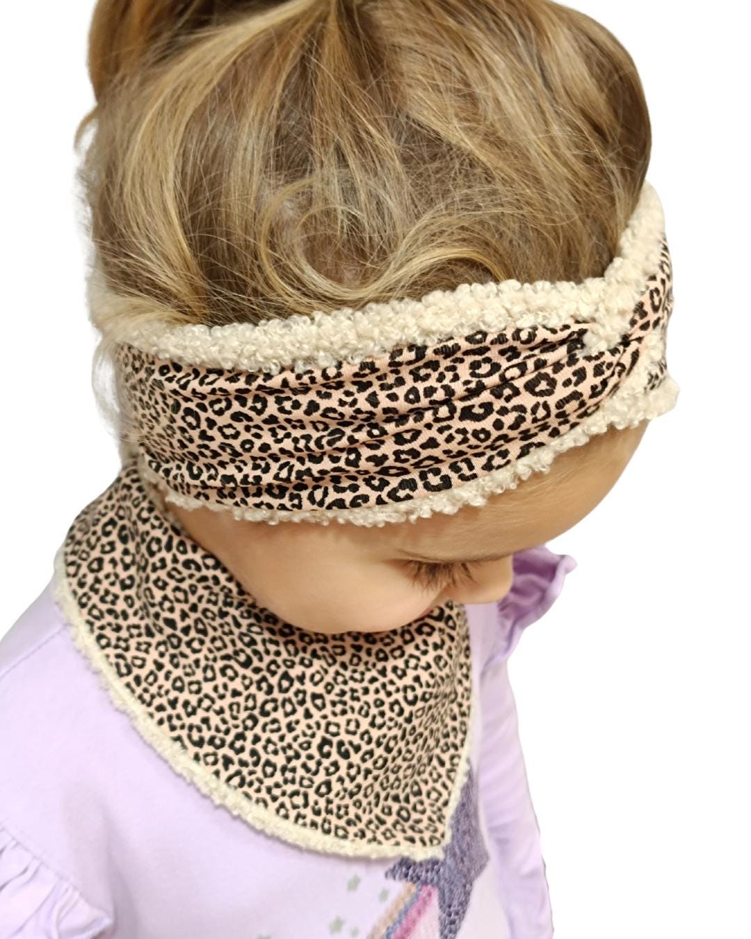 Kinder Halstuch und Stirnband Set | Leo Halstuch Baby & Kind | Teddy Fleece | wendbar | warm und weich | verschiedene Größen und Farben