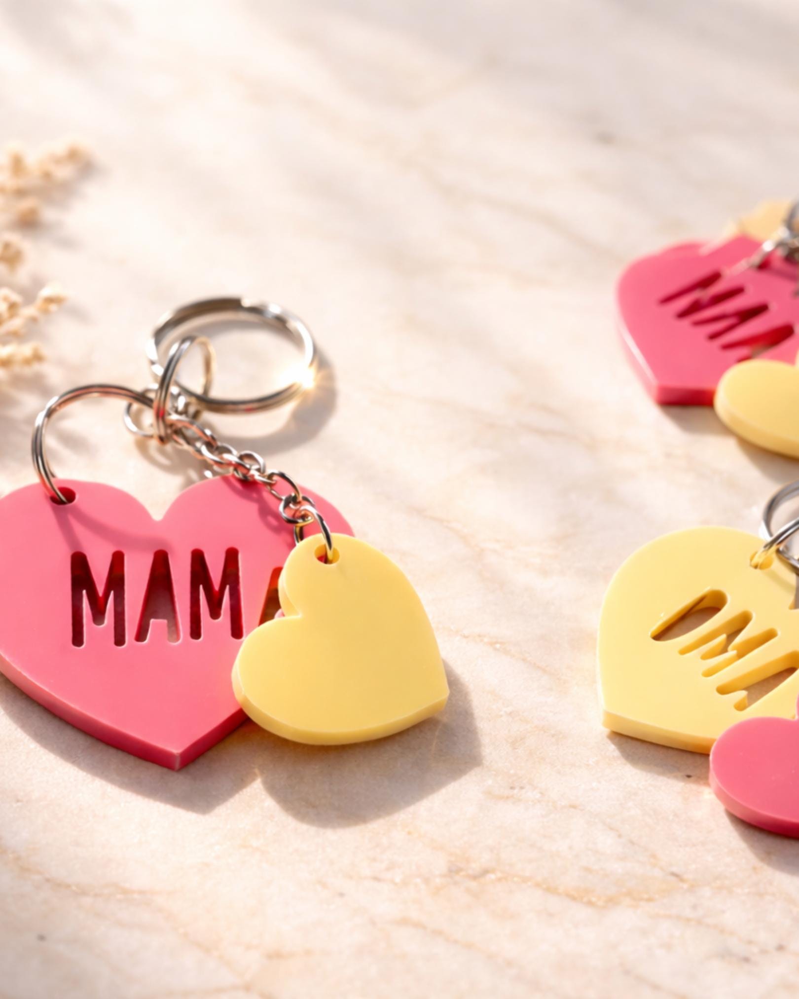 Herz Schlüsselanhänger, Geschenk für Mama | Oma | Papa | Opa | Acryl Anhänger mit Herz | Muttertag | Geschenkidee | Geburtstag | Liebe