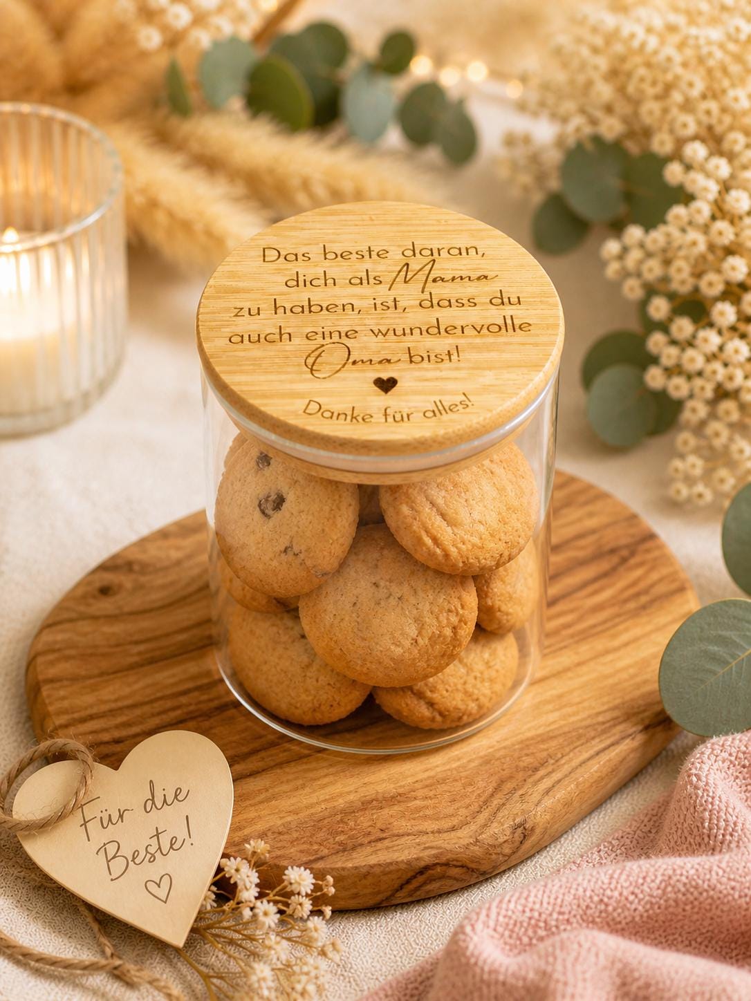 personalisierte Vorratsgläser mit Bambus-Deckel und Gravur (500ml), perfekte als Kita-Abschiedsgeschenk oder Hochzeitsgeschenk, Wunschtext