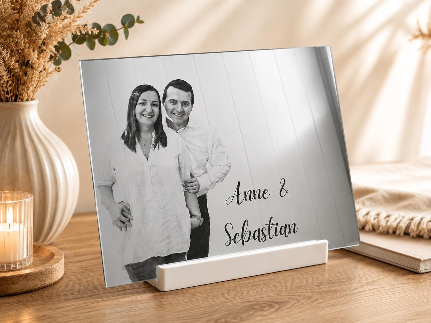 Personalisierter Spiegel mit Foto & Gravur | Geschenk für Paare | Hochzeitsgeschenk | Erinnerungsgeschenk A4 | Geschenkidee | Spiegelgravur