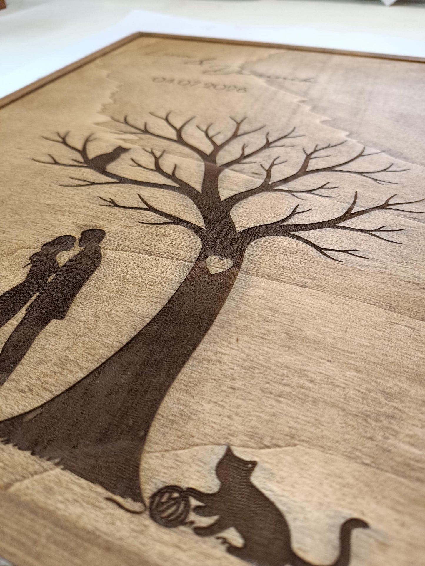 Fingerabdruck Gästebuch Hochzeit aus Holz mit Rahmen | Personalisiertes Hochzeitsgästebuch A3 | Guest | Wedding Tree | Geschenk zur Hochzeit