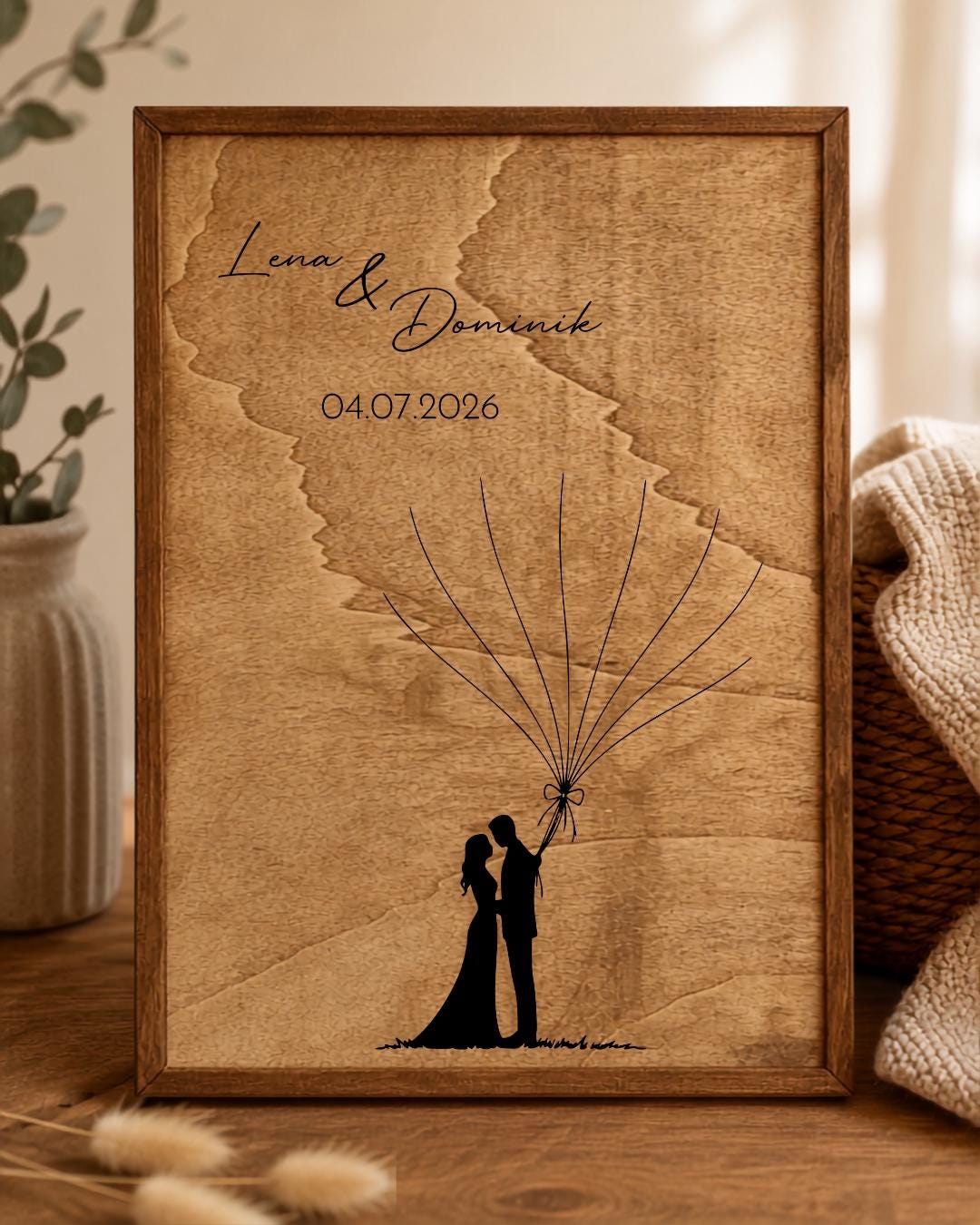 Fingerabdruck Gästebuch Hochzeit aus Holz mit Rahmen | Personalisiertes Hochzeitsgästebuch A3 | Guest | Wedding Tree | Geschenk zur Hochzeit