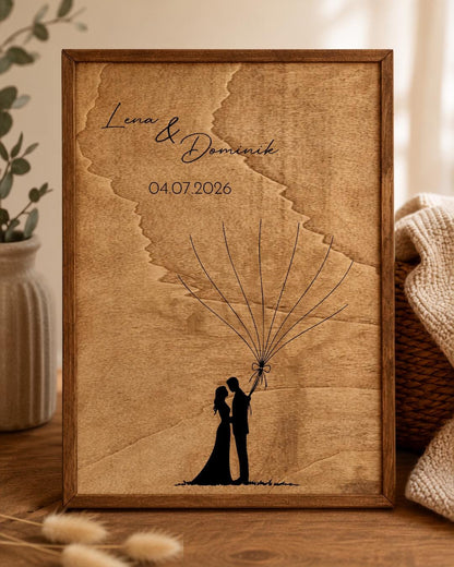 Fingerabdruck Gästebuch Hochzeit aus Holz mit Rahmen | Personalisiertes Hochzeitsgästebuch A3 | Guest | Wedding Tree | Geschenk zur Hochzeit