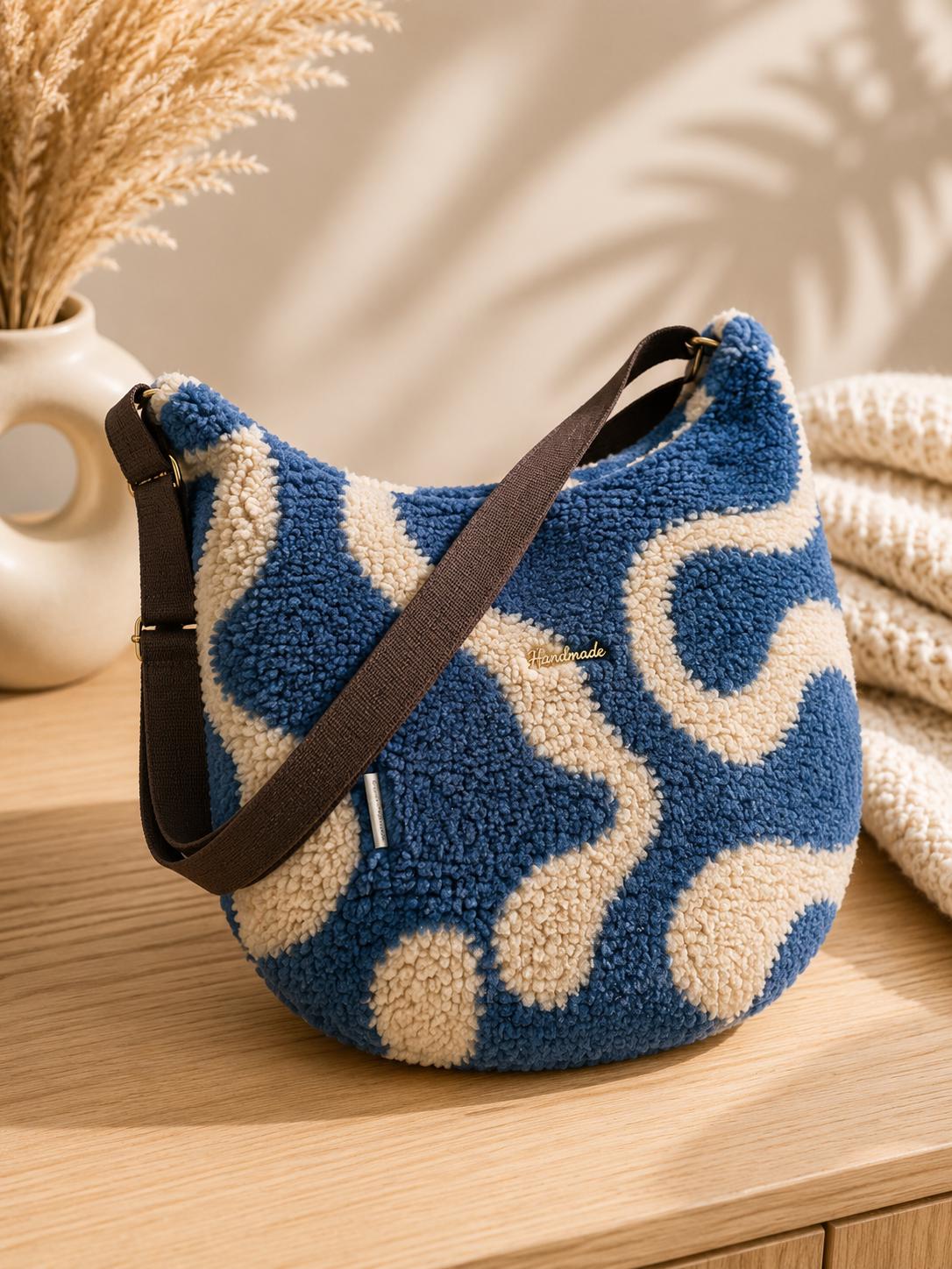 Shopper| Große Stofftasche mit Innenfach | Teddy Tasche Damen Leo Shopper Handmade | Kuschelige Sherpa Bag Beige Leopard | Umhängetasche