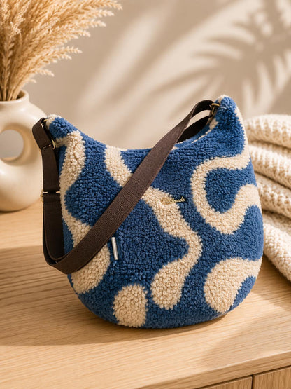Shopper| Große Stofftasche mit Innenfach | Teddy Tasche Damen Leo Shopper Handmade | Kuschelige Sherpa Bag Beige Leopard | Umhängetasche
