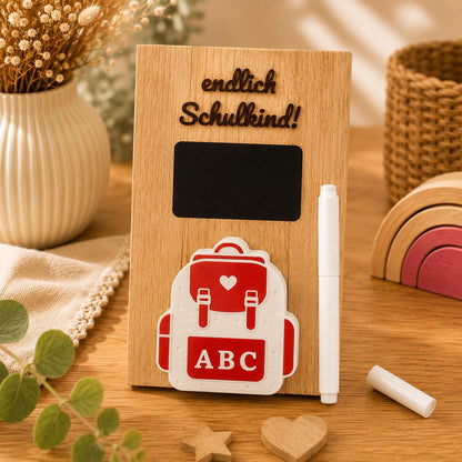 Personalisiertes Geldgeschenk zur Einschulung aus Holz | Schulkind Geschenk mit Tafel, Stift & Geldhalter | Endlich Schulkind | Abschied