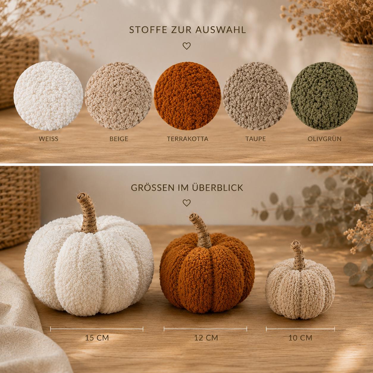 Deko Kürbis aus Teddystoff | handgemachte Herbstdeko | Stoffkürbis in 3 Größen & Farben | Tischdeko Herbst | Geschenkidee | Pumpkins