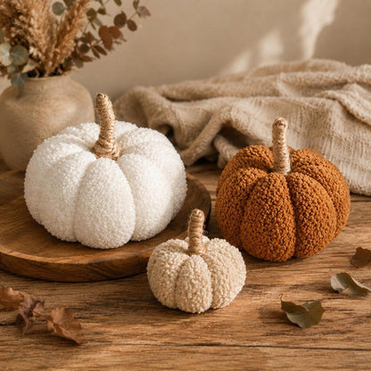 Deko Kürbis aus Teddystoff | handgemachte Herbstdeko | Stoffkürbis in 3 Größen & Farben | Tischdeko Herbst | Geschenkidee | Pumpkins