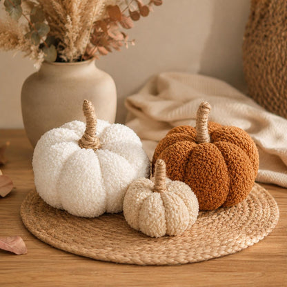 Deko Kürbis aus Teddystoff | handgemachte Herbstdeko | Stoffkürbis in 3 Größen & Farben | Tischdeko Herbst | Geschenkidee | Pumpkins