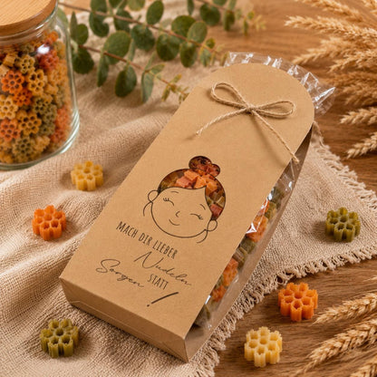 Nudelgeschenk mit Wunschmotiv & Spruch | Kleine Aufmerksamkeit | Glücksbringer | Einzugsgeschenk | Lustiges Pasta Geschenk | Mitbringsel