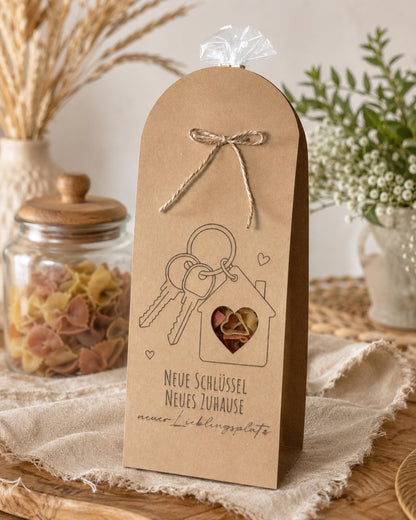 Nudelgeschenk mit Wunschmotiv & Spruch | Kleine Aufmerksamkeit | Glücksbringer | Einzugsgeschenk | Lustiges Pasta Geschenk | Mitbringsel