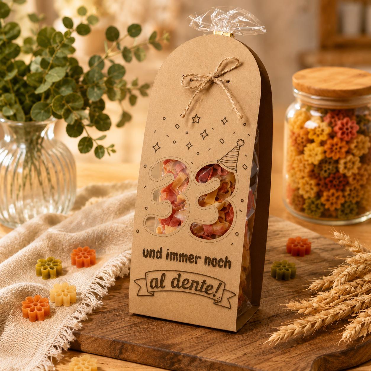 Nudelgeschenk mit Wunschmotiv & Spruch | Kleine Aufmerksamkeit | Geburtstag |Geburtstagsgeschenk | Lustiges Pasta Geschenk | Mitbringsel