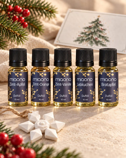 Personalisierte Weihnachtskarte mit Duftstein Schneeflocke | Duftende Grußkarte mit Namen & grünem Umschlag | Geschenk zu Weihnachten