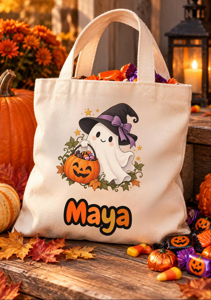 Personalisierte Halloween Tasche Kinder mit Name | Süßes oder Saures / Trick or Treat Beutel | kleine Baumwolltasche Wunschmotiv