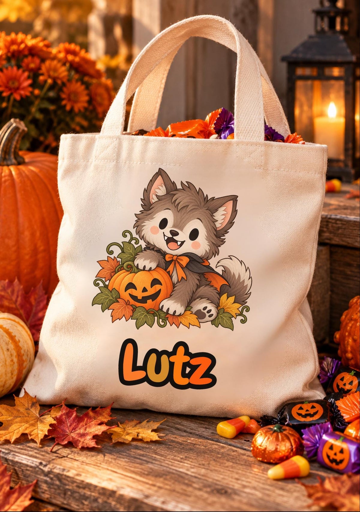 Personalisierte Halloween Tasche Kinder mit Name | Süßes oder Saures / Trick or Treat Beutel | kleine Baumwolltasche Wunschmotiv