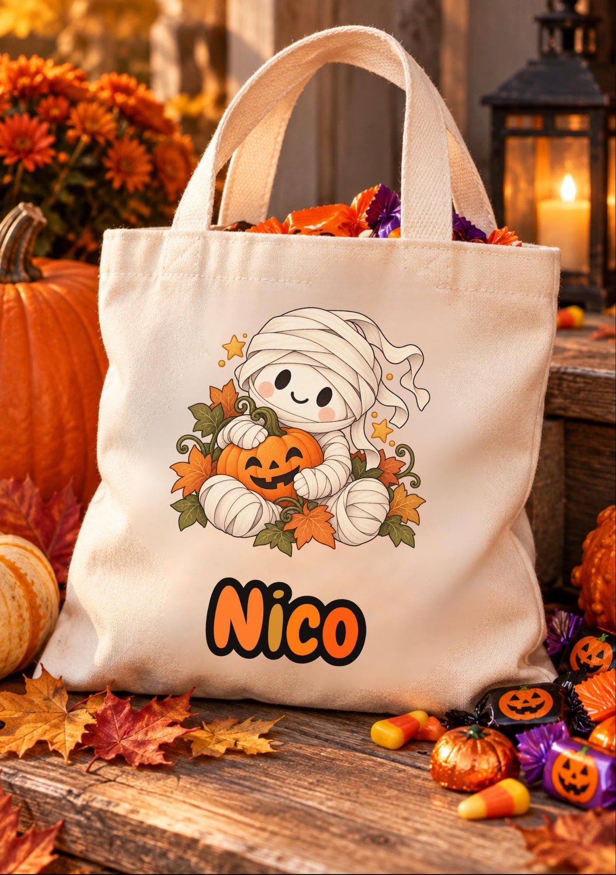 Personalisierte Halloween Tasche Kinder mit Name | Süßes oder Saures / Trick or Treat Beutel | kleine Baumwolltasche Wunschmotiv