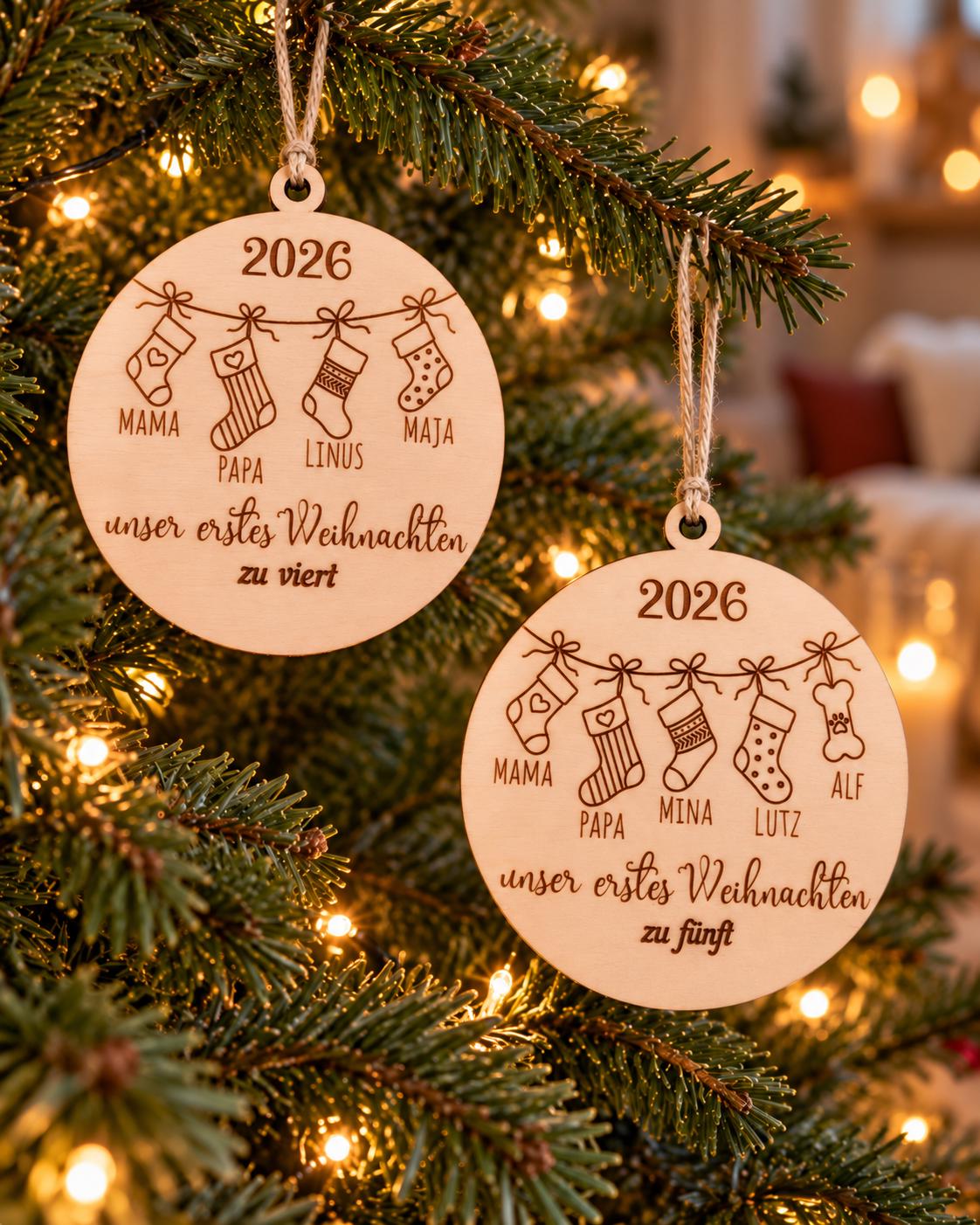 Christbaumschmuck Holz personalisiert, Christbaumkugel mit Gravur, Geschenkidee Weihnachten & personalisierte Geschenke, Baumanhänger