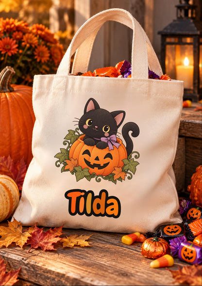 Personalisierte Halloween Tasche Kinder mit Name | Süßes oder Saures / Trick or Treat Beutel | kleine Baumwolltasche Wunschmotiv