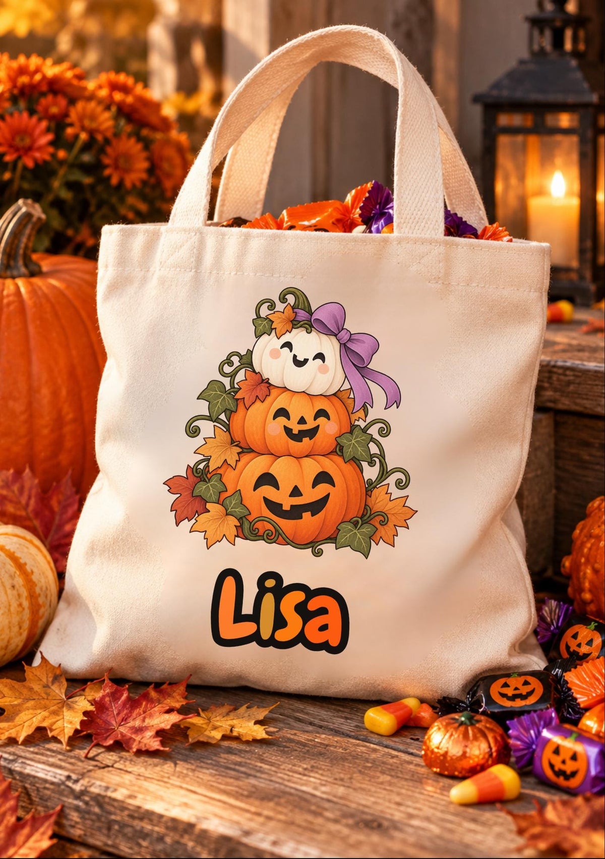 Personalisierte Halloween Tasche Kinder mit Name | Süßes oder Saures / Trick or Treat Beutel | kleine Baumwolltasche Wunschmotiv