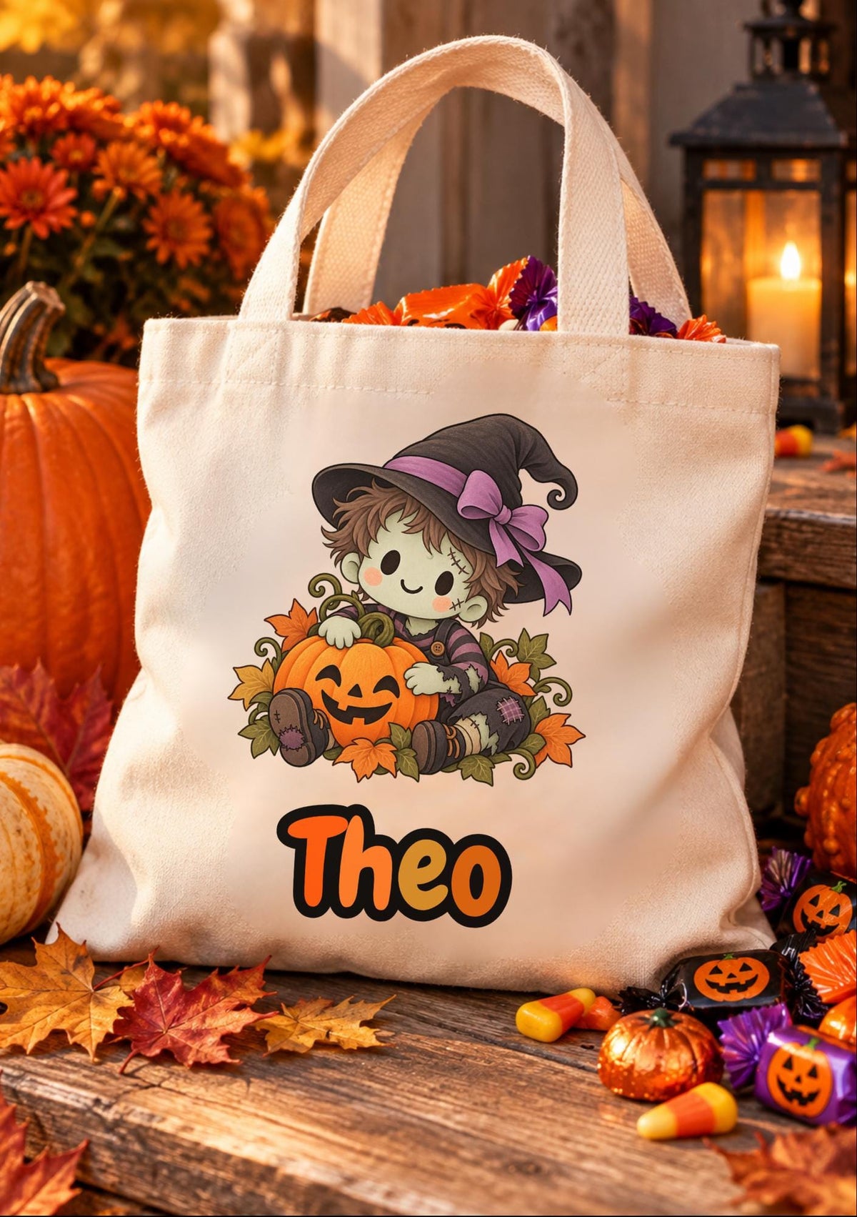 Personalisierte Halloween Tasche Kinder mit Name | Süßes oder Saures / Trick or Treat Beutel | kleine Baumwolltasche Wunschmotiv