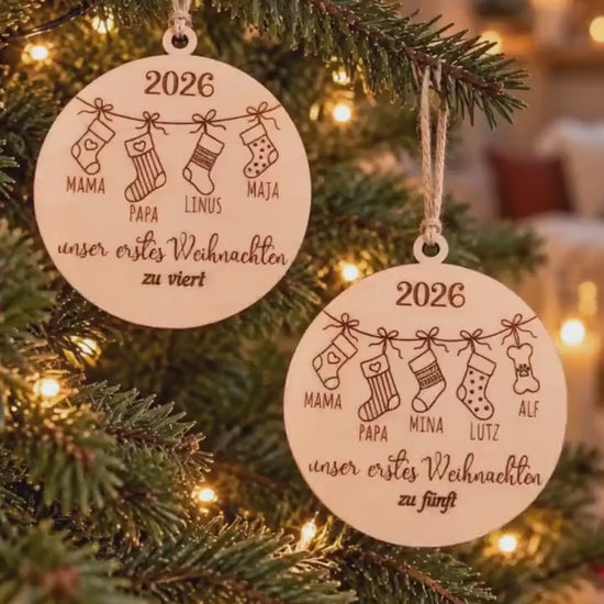 Weihnachtsbaumanhänger | Christbaumschmuck Holz | Christbaumkugel mit Gravur | Geschenkidee Weihnachten & personalisierte Geschenke