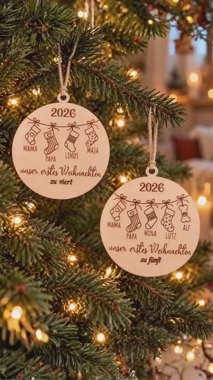 Weihnachtsbaumanhänger | Christbaumschmuck Holz | Christbaumkugel mit Gravur | Geschenkidee Weihnachten & personalisierte Geschenke