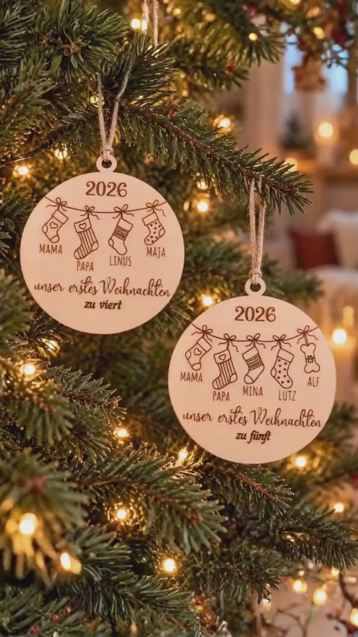 Weihnachtsbaumanhänger | Christbaumschmuck Holz | Christbaumkugel mit Gravur | Geschenkidee Weihnachten & personalisierte Geschenke