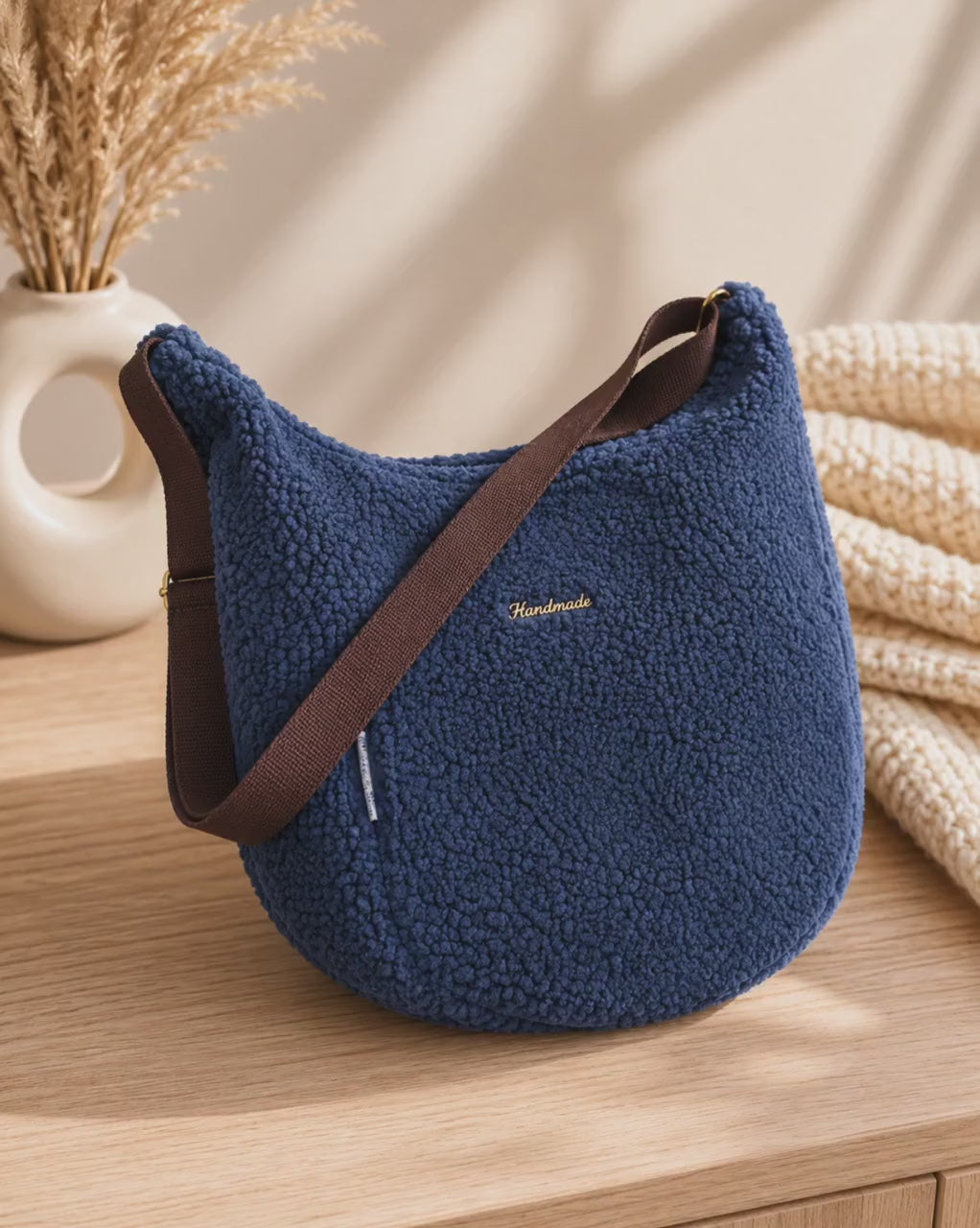 Shopper| Große Stofftasche mit Innenfach | Teddy Tasche Damen Leo Shopper Handmade | Kuschelige Sherpa Bag Beige Leopard | Umhängetasche