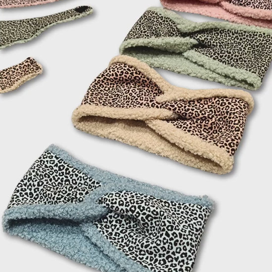 Kinder Halstuch und Stirnband Set | Leo Halstuch Baby & Kind | Teddy Fleece | wendbar | warm und weich | verschiedene Größen und Farben