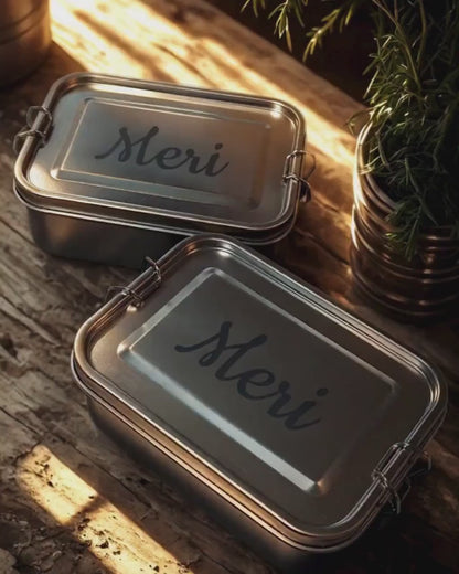 personalisierte Brotdose aus Edelstahl | Lunchbox mit Namen | Kita & Schule | nachhaltige Vesperdose | Geschenk für Kinder | Vesperbox